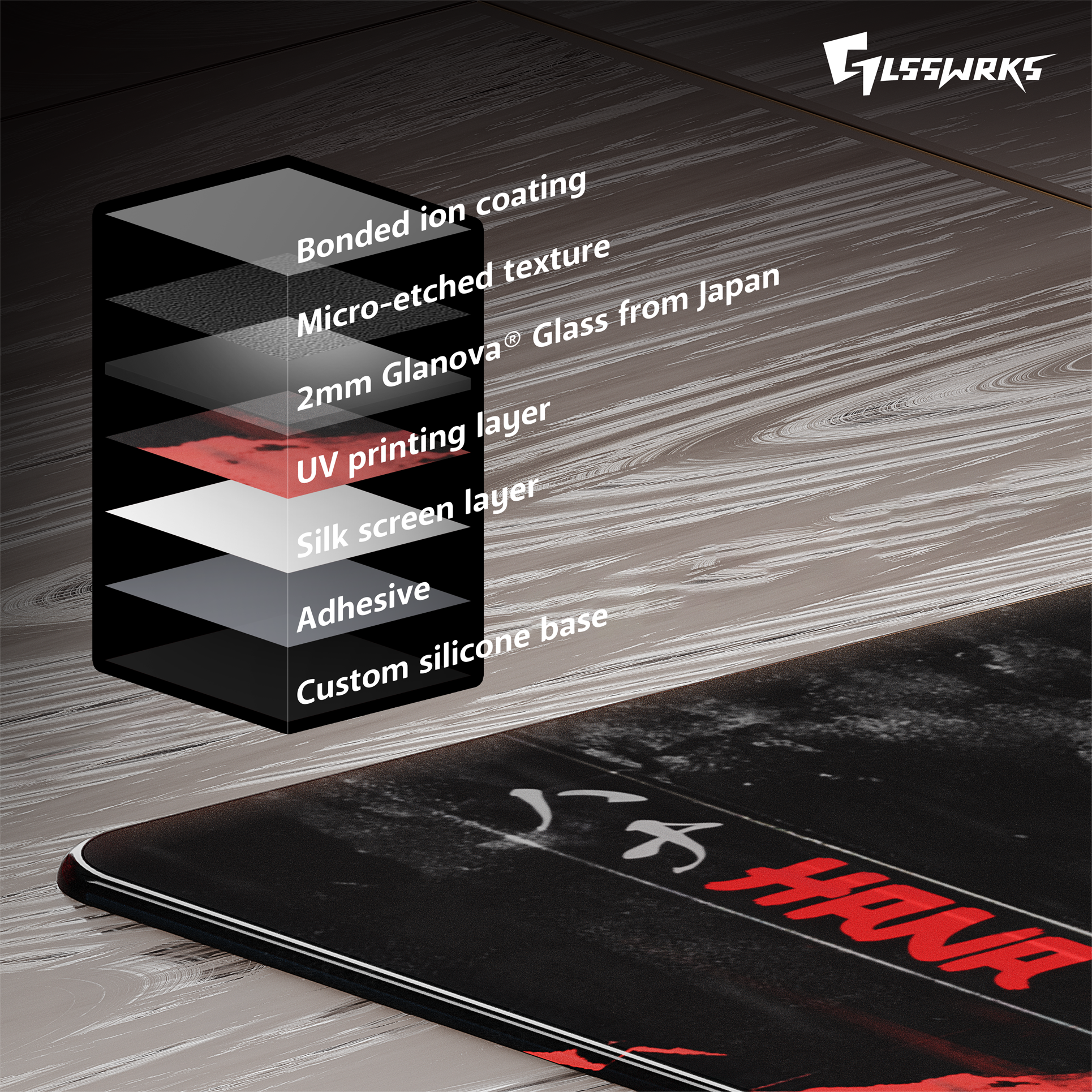 GLSSWRKS Hana Glass Mousepad - Lethal Gaming Gear GLSSWRKS Hana Glass Mousepad - Lethal Gaming Gear