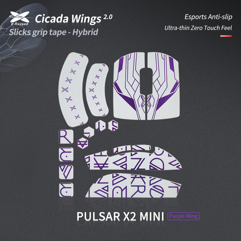 Cicada Wings 2.0 Grips - Pulsar X2 Mini / X2V2 Mini (Pre-cut)