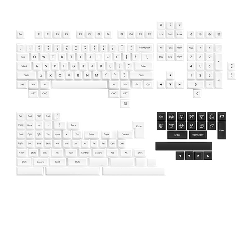 Akko Black on White ABS SAL Keycap Set (195-Key)